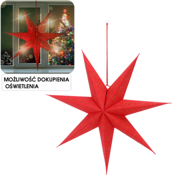 Dekoratívna papierová hviezda 60 cm červená zlatý vyšívaný obal=12ks *2136