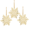 SET OF 3 CHRISTMAS TREE DECORATIONS - GOLD SNOWFLAKE 8 x 8 CM