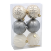 SET OF 6 ORNAMENTS 8 CM CHAMPAGNE/GRAY/WHITE