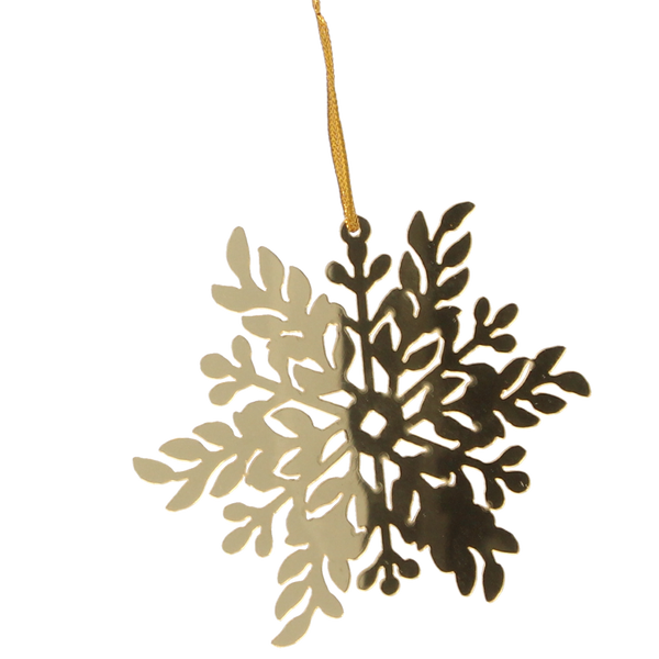 SET OF 3 CHRISTMAS TREE DECORATIONS - GOLD SNOWFLAKE 8 x 8 CM