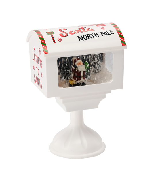 CHRISTMAS MAILBOX 27 X 20 X 41 CM WITH MUSIC BOX LED - WHITE - WITH SANTA