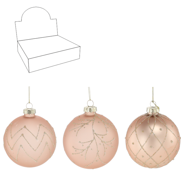 BOMBKA SZKLANA - BEŻOWA MIX WZORÓW 8 CM disp=12szt *1914