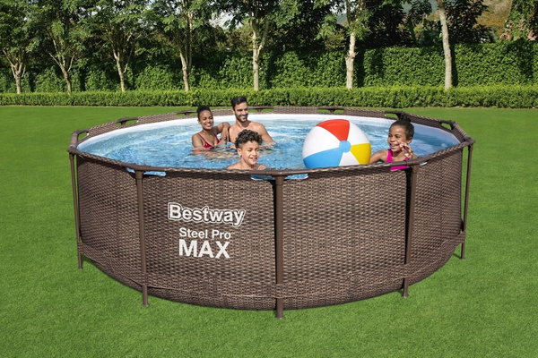 PISCINA RATTAN ÎN AER 3,66 X 1 M (PISCINĂ, POMPĂ DE FILTRARE, SCARA)