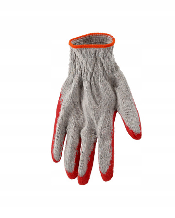 SET DE 10 PERECHI DE MĂNUȘI DE PROTECȚIE "VAMPIRKI" TRICOTATE ROȘII/ALBASTRE ACOPERITE CU LATEX *7017