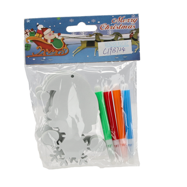 Set de 3 ornamente de Crăciun de 10 cm pentru suspendare "Fă-o singur" cu 4 markere mix 6 modele *8952