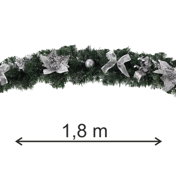 CHRISTMAS DECORATION - GARLAND 1,8 M SILVER