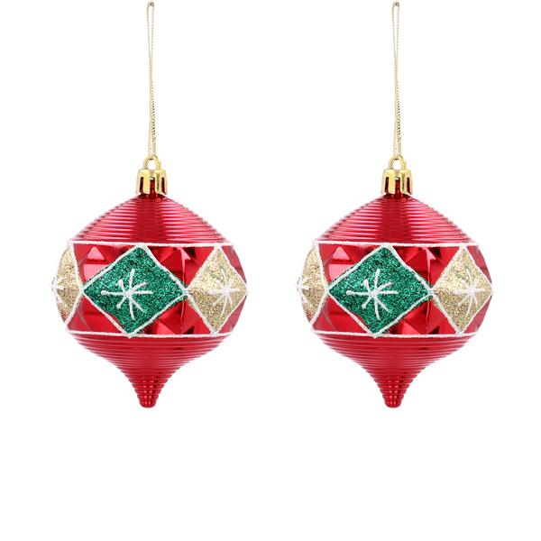 SET OF 2 CHRISTMAS TREE DECORATIONS BAUBLE
