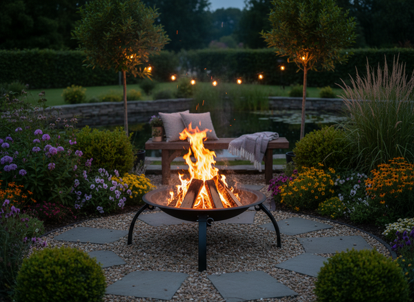 PALENISKO OGRODOWE Z POKRYWĄ I POGRZEBACZEM 56 x 56 x 39,5 CM