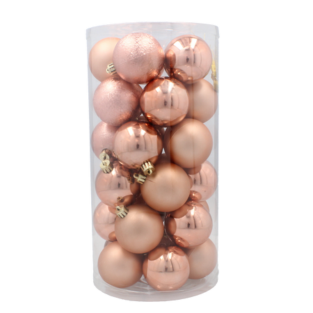SET OF 30 BAUBLES 6 CM OLIVE/COPPER/GRAPHITE
