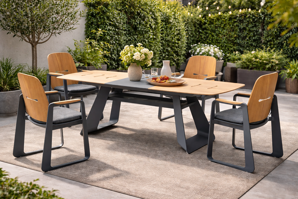 STÓŁ ALUMINIOWY "THOMPSON" SZARY 180/240 x 90 x 78 CM