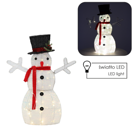 VÁNOČNÍ DEKORACE - LED SNEHULÁK 72 CM BÍLÝ *6277