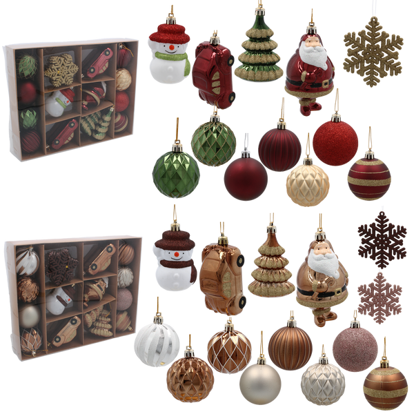 SET OF 20 CHRISTMAS TREE DECORATIONS MIX