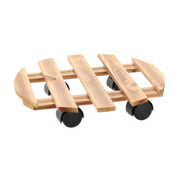 WOODEN POT STAND WITH WHEELS