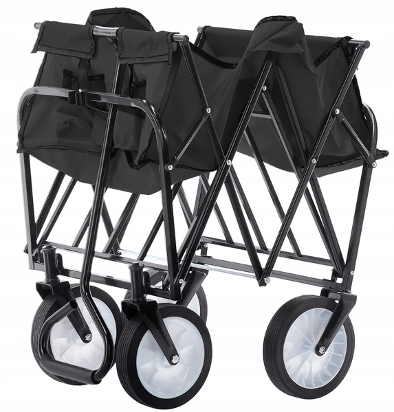 WÓZEK OGRODOWY CZARNY SKŁADANY 116x54x90cm 