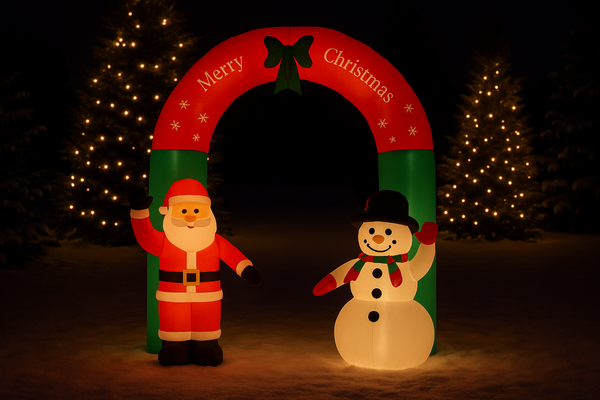 INFLATABLE ARCH WITH SANTA CLAUS AND SNOWMAN LED 240 CM