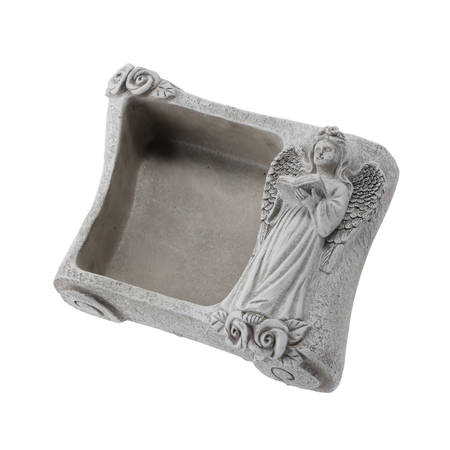BOOK WITH ANGEL CEMENT POT - GREY 25 X 18,5 X 9,5 CM