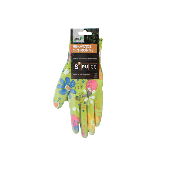 GARDEN GLOVES "7" PATTERN, POLYESTER WITH POLYURETHANE PACKET=12