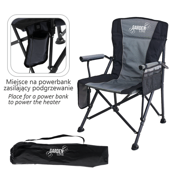 HEATED FOLDING CHAIR 58 x 58 x 90 CM