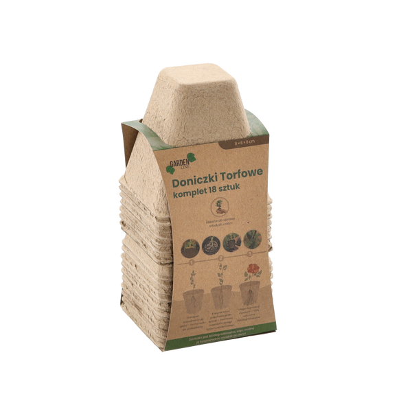 SET OF 18 PEAT FLOWERPOTS 8x8x8 CM