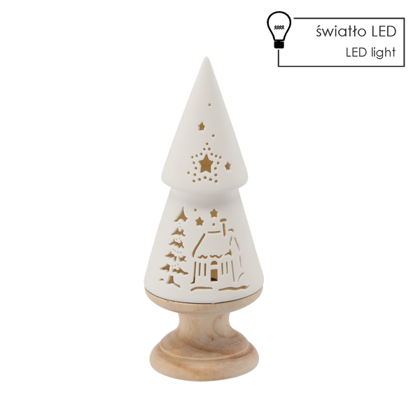 FIGURKA BOŽONAR. - CERAMICKÝ STROMČEK 9,4 X 9,4 X 26 CM LED balenie=6ks *1292