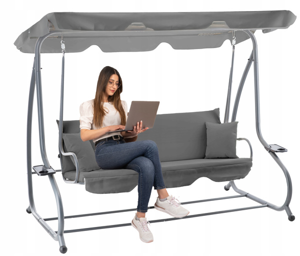 GARDEN SWING 210 X 120 X 170 CM ANTHRACITE WITH SUNBED FUNCTION