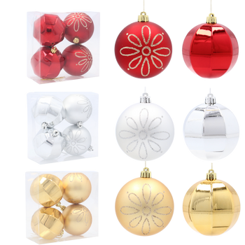 SET 4 BOMBONE PE BRAD UTILIZAT 8 CM ROȘII/ORO/SILVER *0379