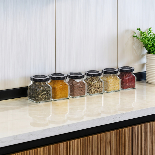 SQUARE JAR 120 ML FI 53 + SET OF 120 SPICE LABELS PKG=24 PCS