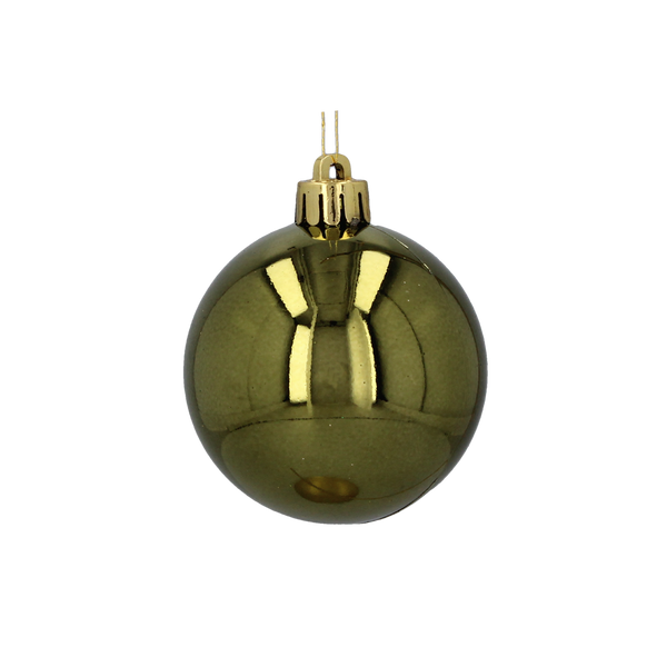 SET OF 12 BAUBLES 6 CM OLIVE/COPPER/GRAPHITE MIX DESIGNS