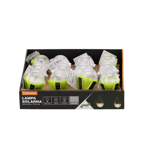 LAMPA SOLARNA 6,9 x 6,9 x 10,5 CM ŻARÓWKA LED ZIMNY BIAŁY MIX KOLORÓW disp=12szt *4620