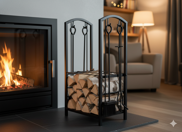 SUPORT METALIC PENTRU FUEL CU 4 ELEMENTE SET ȘEMINTE 40X30X74CM