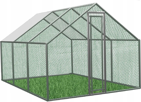 WOLIERA / ZAGRODA METALOWA DLA ZWIERZĄT 4.5 x 3 x 1.95 M Z CZĘŚCIOWYM ZADASZENIEM