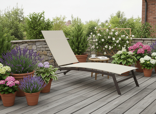 LEŻAK OGRODOWY 195x63x90cm BEŻOWY