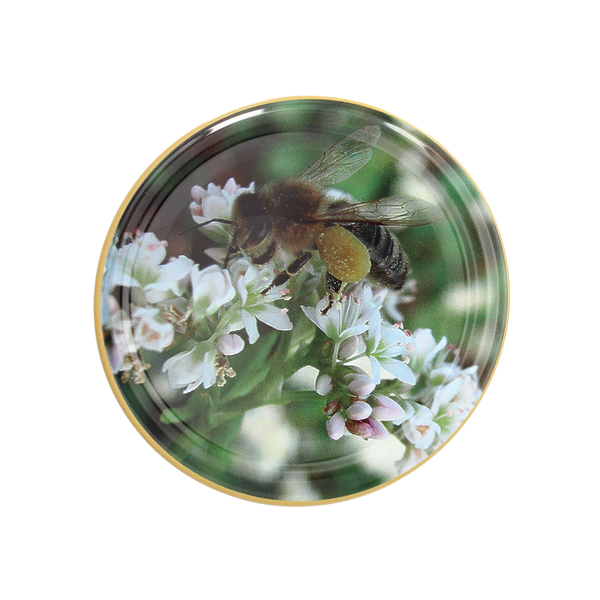 SET OF 10 LIDS DIA 82 BEE ON FLOWERS
