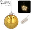 ORNAMENT DECORATIV DIN sticlă FI 10 CM LED BOMBĂ AURIE CU STELE ambalaj=6buc *2768