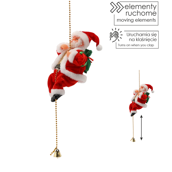 SANTA CLAUS CLIMBING ON GOLDEN COLORED PEARLS 25,5 CM