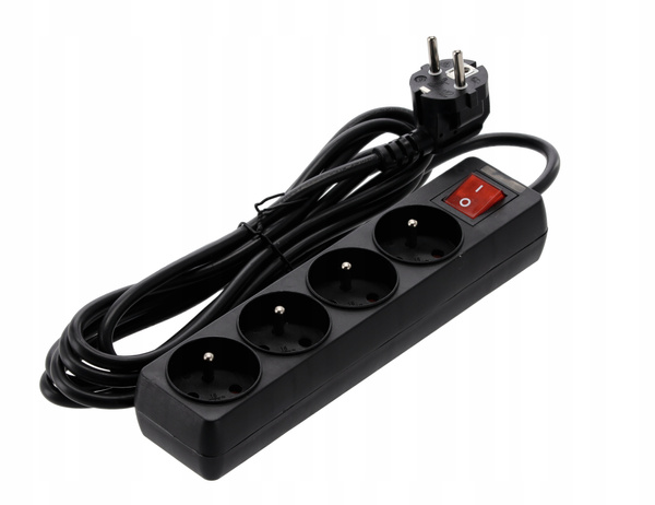 Prelungitor cu priză cu 4 prize 3 m negru *8688