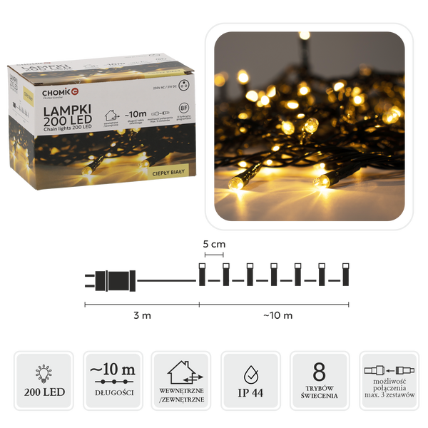 WARM WHITE LIGHTS LED 200L