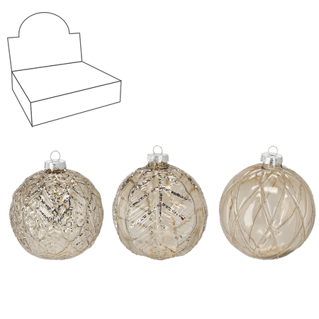 GLASS ORNAMENT - GILDED 10 CM MIXED PATTERNS