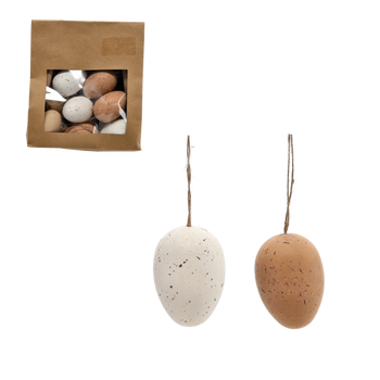 KPL.12 VAJÍČOK 6 CM NA PRÍRODNOM ZÁVESNE MIX FARIEB *7390