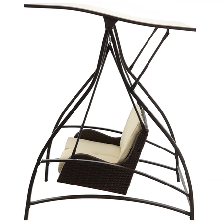 ZAHRADNÍ HOUPAČKA Z TECHNORATTANU 166 x 130 x 170 CM HNĚDÁ PREMIUM *3132