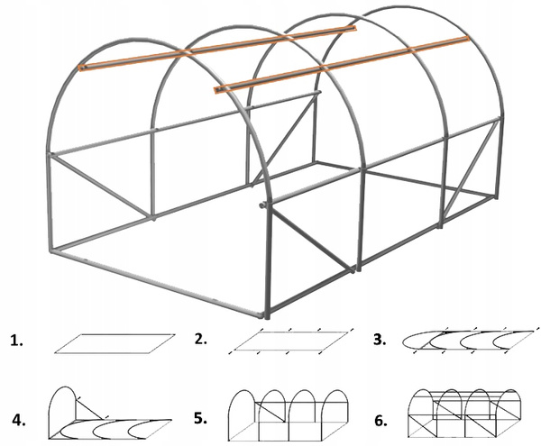 Garden tunnel rack 3-segment 4 x 2.5m