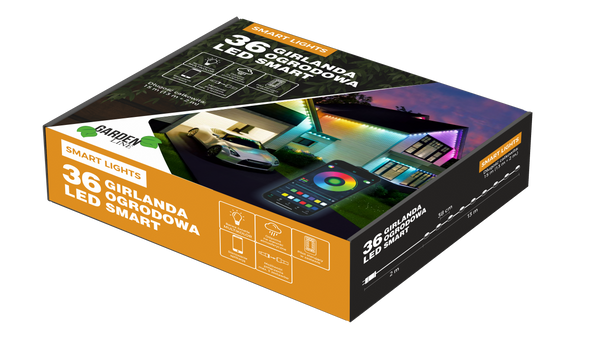 GIRLANDA SMART LED 36L MULTIKOLOR, DŁ. 2 + 13 M WEWN/ZEWN *9308
