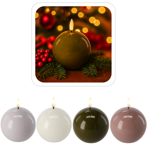 ŚWIECA WOSKOWA LED - BALL 8,5 x 8,5 CM MIX KOLOR *9317