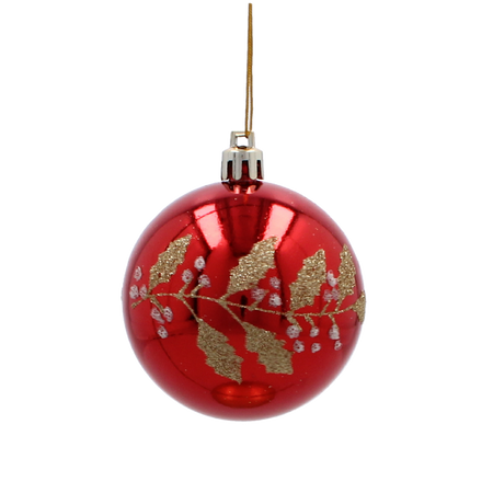 SET OF 6 CHRISTMAS BAUBLES RED 7 CM