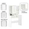WHITE DRESSING TABLE WITH LED MIRROR AND 2 DRAWERS AND JEWELRY HOOKS