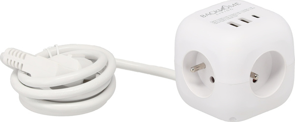 PREDĹŽENIE KOCKA ZDROJOVÁ 3 ZÁSUVKY 230V A 3 ZÁSUVKY USB 1,5 M BIELA *2578