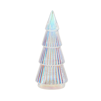BOMBKA SZKLANA - CHOINKA SREBRNA LED 8 x 19 CM *1860