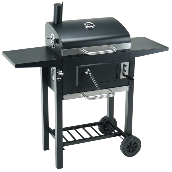 GRILL WĘGLOWY "INFERNO" Z POKRYWĄ, ŻELIWNYM RUSZTEM I KÓŁKAMI 109 x 46 x 106,5 CM *5214