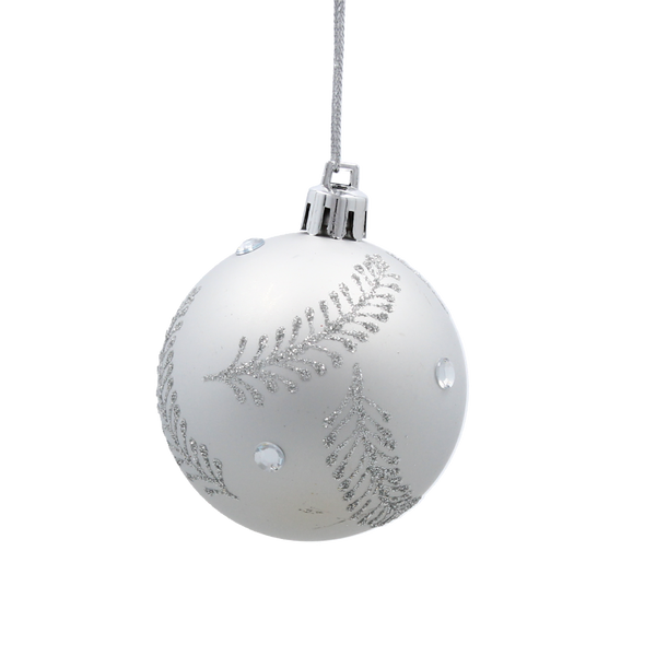 SET OF 8 CHRISTMAS BAUBLES SILVER 6 CM