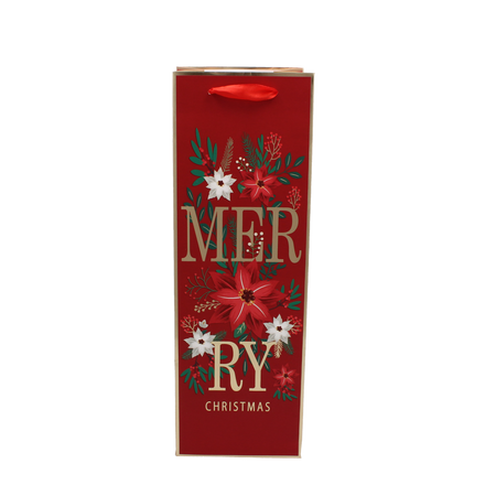 CHRISTMAS WINE GIFT BAG "CHRISTMAS TO YOU" 36 x 12 x 10 CM MIX DESIGNS
